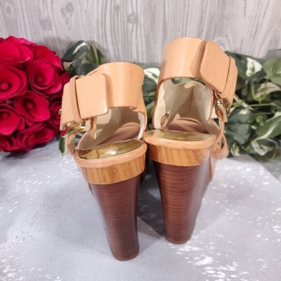 Michael Kor Nude Wedge Sandal.Strappy Leather - Picture 6 of 9